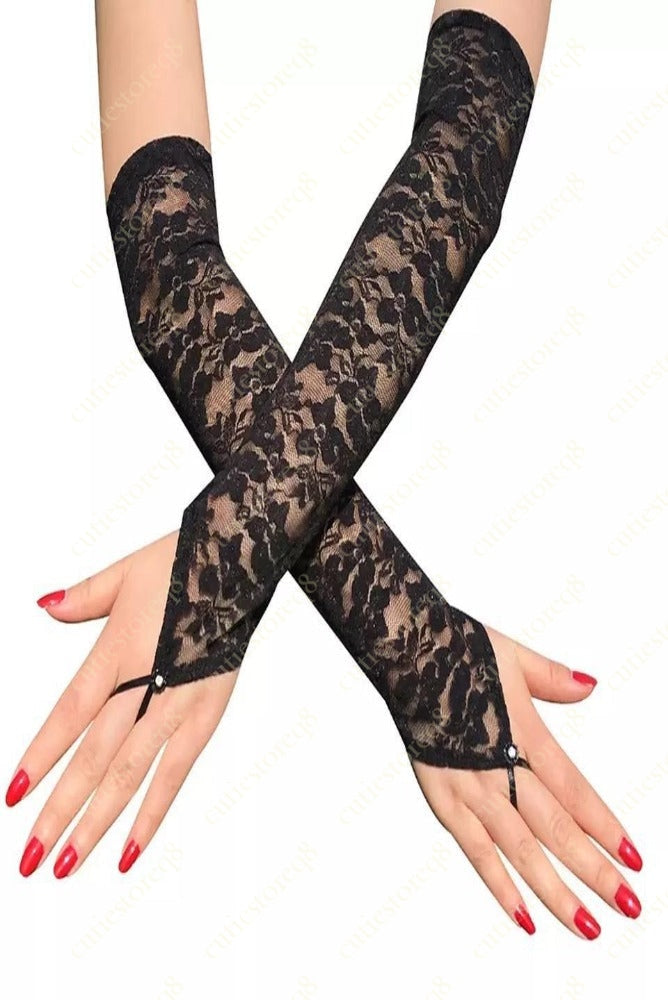 fingerless lace gloves