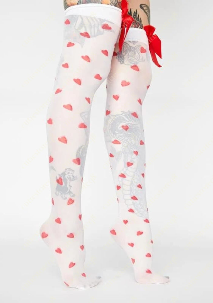 heart stocking with red bow